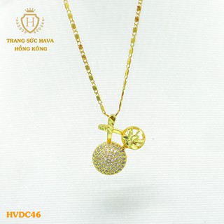 Dây Chuyền, Vòng Cổ Nữ Mặt Đính Đá Màu Trắng Xi Mạ Vàng Non Cao Cấp - Trang Sức Hava Hong Kong