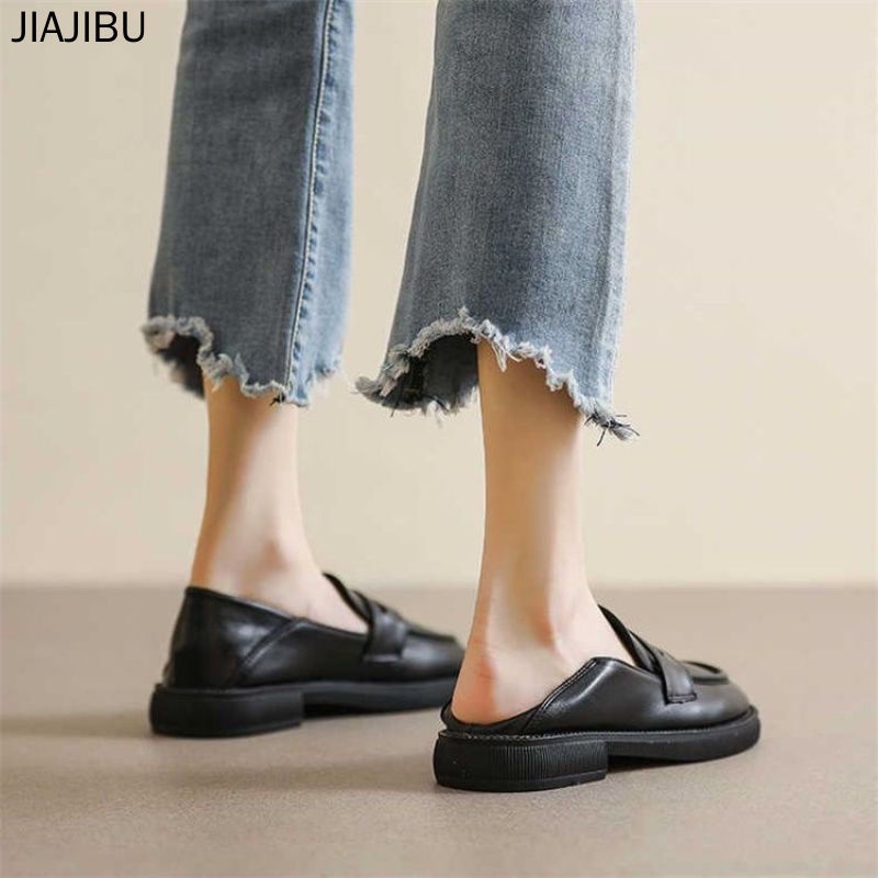 Mary Janes thời trang 35-43 All-match Korean Style Student JK Thick-soled Small Leather Shoes Fashion Japanese Lolita Uniform Shoes British Style Round Head Mary Jane Shoes 42 Large Size Women's Shoes College Style Student Leather Shoes