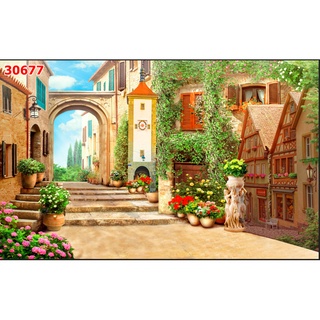 Tranh dán tường Quán Cafe, Trà Sữa, Trang Trí Cửa Hàng 3D khổ lớn