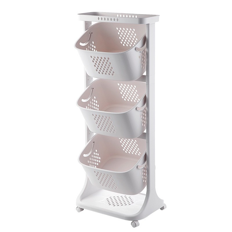 Kệ nhựa 3 tầng 4 tầng đa năng AMIZIN Kệ nhựa 3 tầng có bánh xe KN01