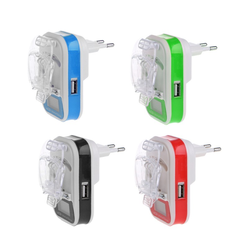 Bộ sạc pin đa năng màn hình LCD với cổng USB