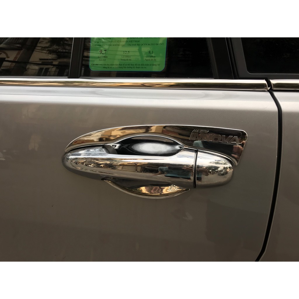 Ốp tay cửa xe Toyota Innova 2010- 2023, ốp hõm cửa Innova, MẪU nhựa MẠ CROM ABS sáng bóng