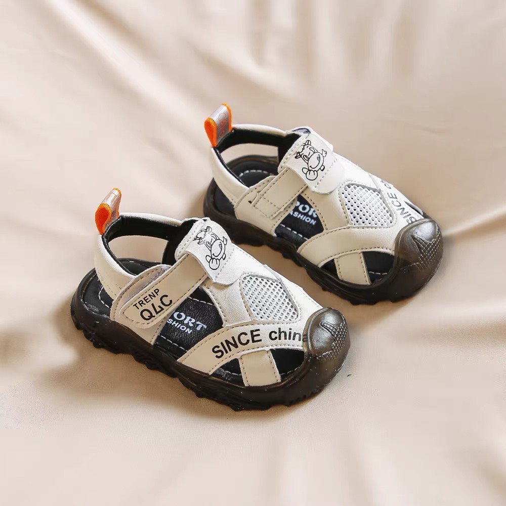 sandal bé trai - dép rọ tập đi cho bé chống vấp bảo vệ chân da mềm 6m đến 5 tuổi có quai dán 303 ( ảnh thật )