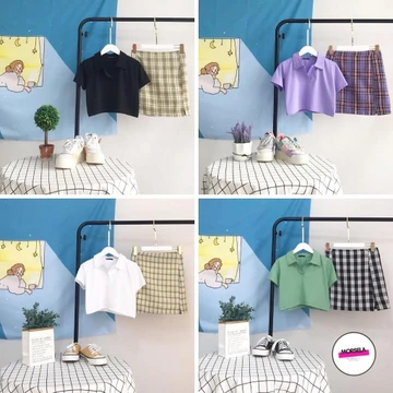 Áo croptop nữ POLO cổ trụ trơn nhiều màu - Áo crt nữ kiểu - Morsela Đẹp 💝