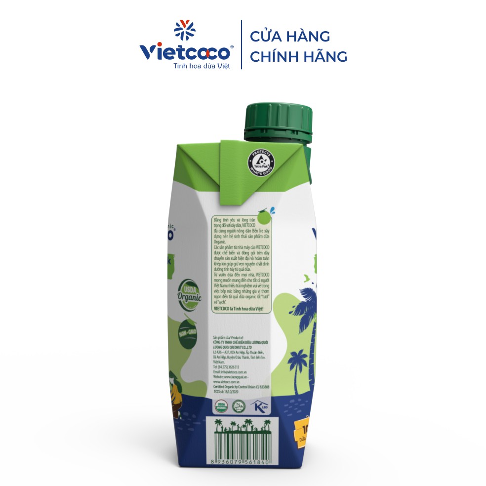 [Combo 6 hộp] Sữa dừa Organic UHT Vietcoco - hộp giấy 330ml