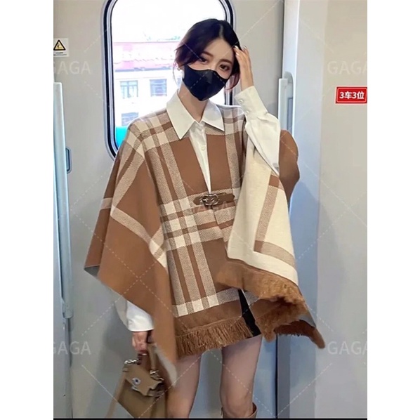 Áo Choàng Mùa Đông Màu Kẻ Nâu Mới Hàng sẵn ảnh thật cuối trang