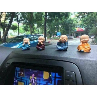 Bộ tượng 4 chú tiểu hòa thượng nhỏ phong thủy Tứ Không trang trí bàn thờ, decor nhà đẹp #A214