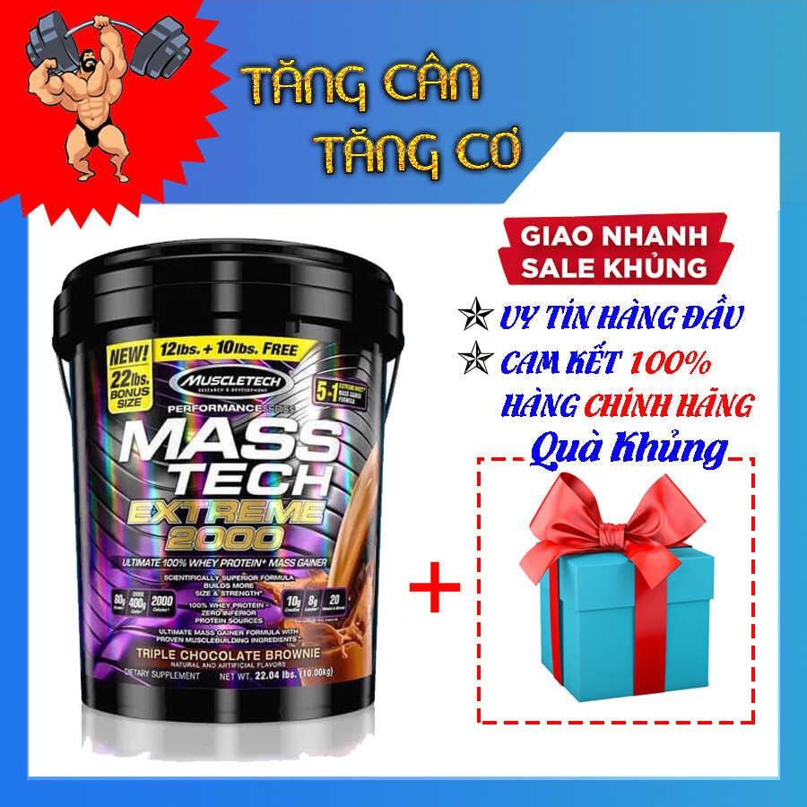 Sữa tăng cân MASS TECH EXTREME 2000 thùng 10kg - vị socola - vani - Kèm ...