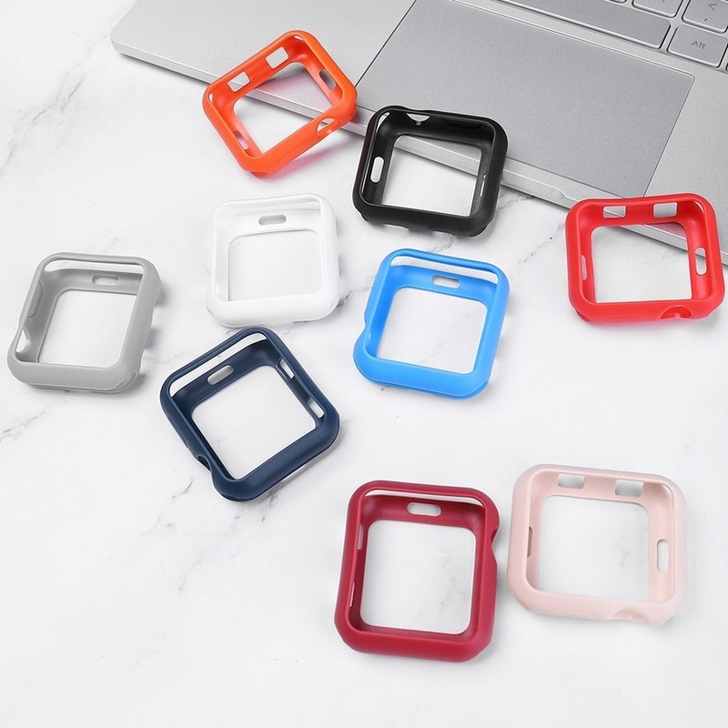 Vỏ bọc đồng hồ thông minh silicone cao su dẻo kích thước 42mm 38mm 40mm 44mm dành cho Apple iWatch 6 5 4 3 2 1