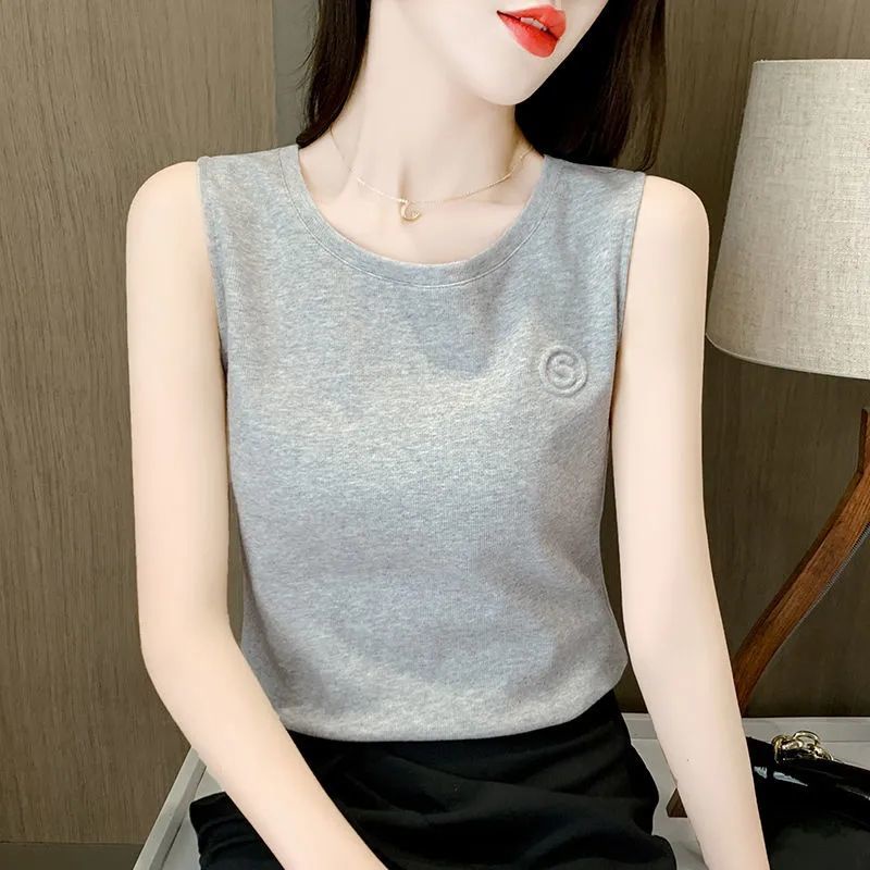 Áo Thun Cotton Không Tay Dáng Rộng Phong Cách Hàn Quốc Dành Cho Nữ