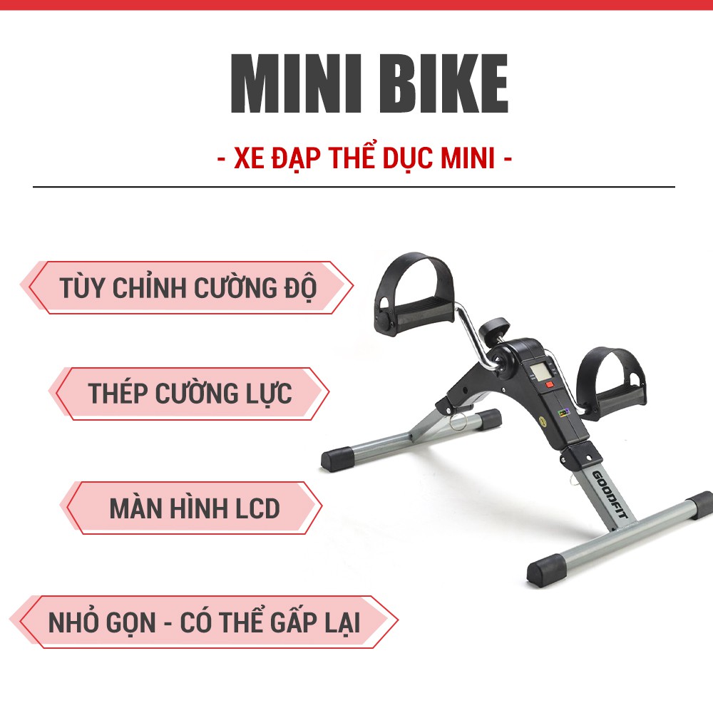Ảnh Xe đạp thể thao gấp gọn mini GoodFit tùy chỉnh độ nặng, tập luyện thể dục tại nhà GF002MB 2