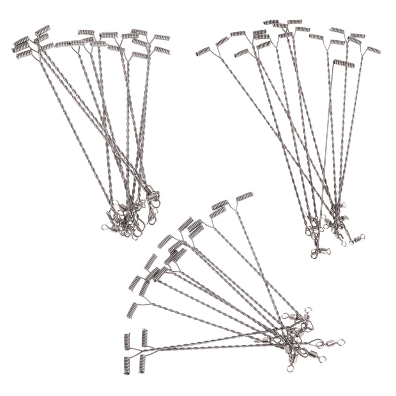 Set 10 dây móc câu cá hình chữ T bằng thép không gỉ 9/12/15cm