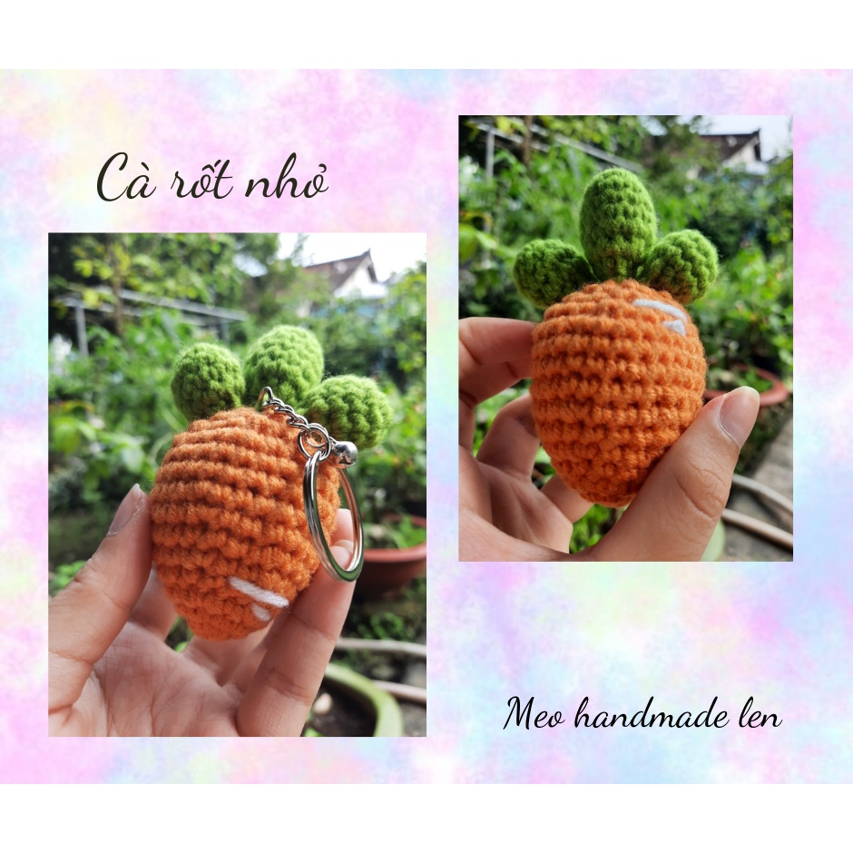 Móc khóa củ cà rốt - Handmade len - Amigurumi (có chuông)