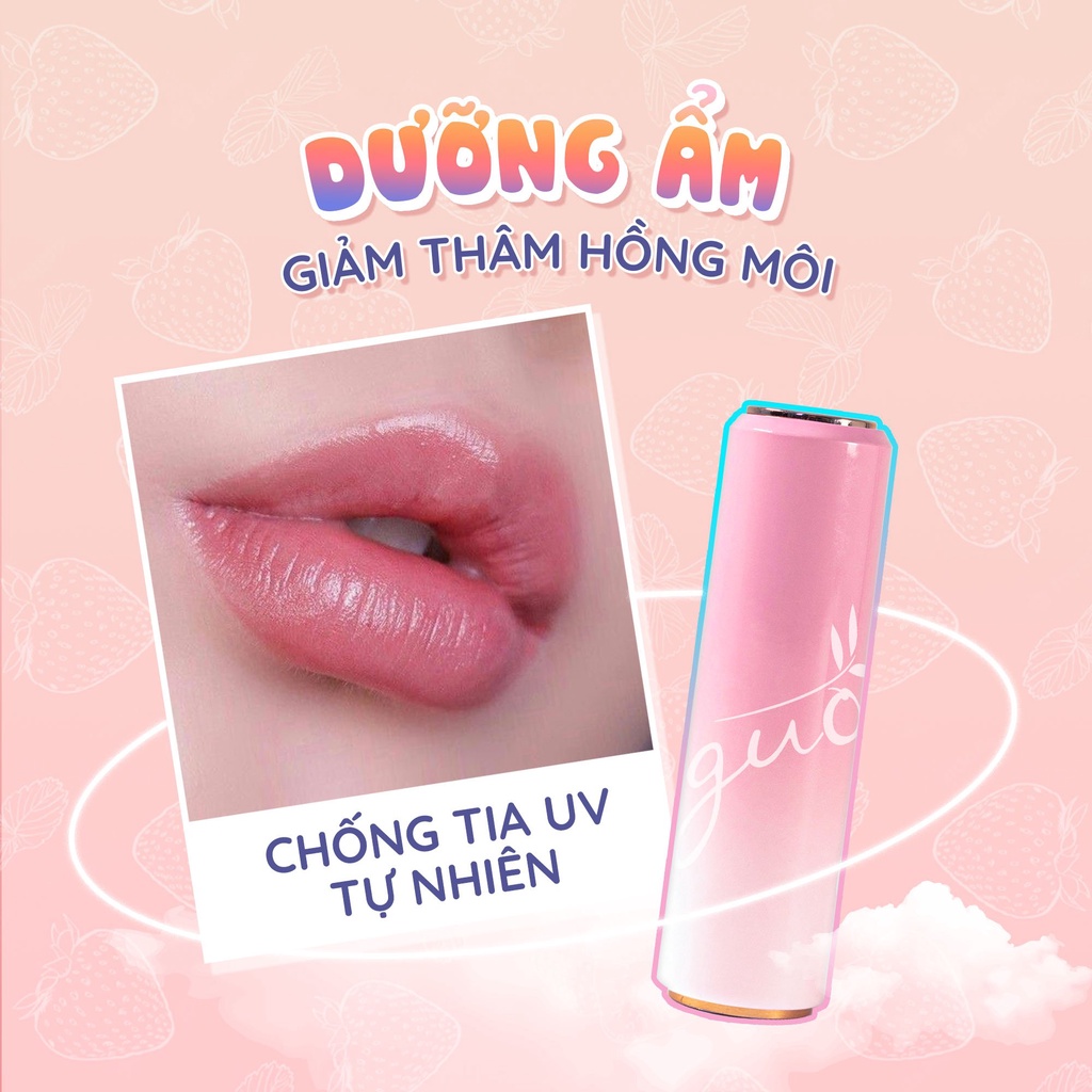 Mô tả Son Dưỡng Hồng Dâu Có Màu Mờ Thâm Hồng Môi 0% chì - 0% Silicones GUO 5gr - 8