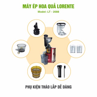 Máy Ép Chậm Lorente-2088, Công Suất 300W, Máy Có Ống Tiếp Nguyên Liệu Lớn Ép Được Mọi Hoa Quả Nhanh Chóng, Hiệu Quả