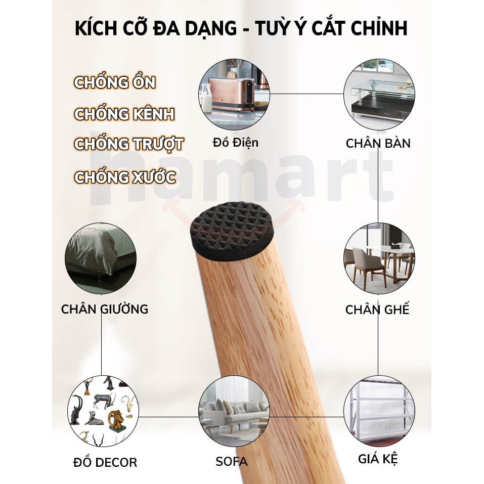 Miếng Dán Chân Bàn Ghế Chống Trượt Hamart Bọc Lót Chân Bàn Ghế Chống Ồn Chống Xước Nền Nhà