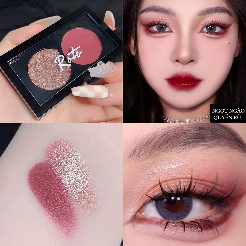 Bảng phấn mắt 2 màu,ROTO long lanh,lấp lánh,xinh lung linh,thời trang giới trẻ,lâu trôi chống thấm nước, độ bóng cực cao