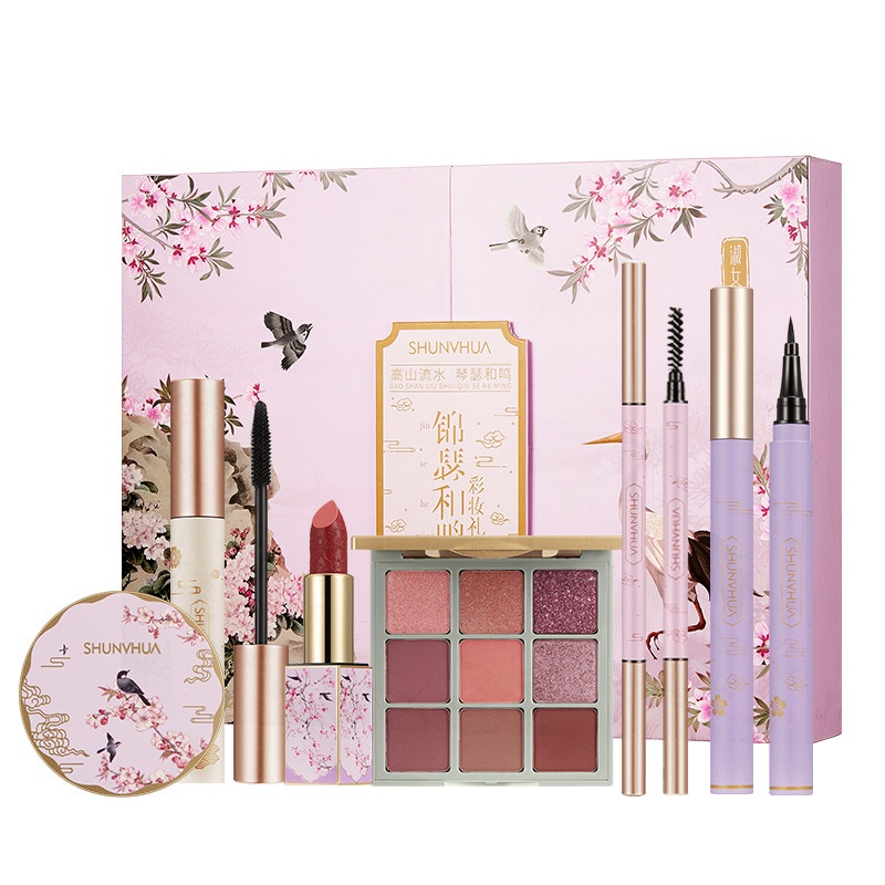 Bộ trang điểm 10 món nội địa China, bộ trang điểm gồm, son, kem nền, phấn mắt, má hồng, kẻ mày....: