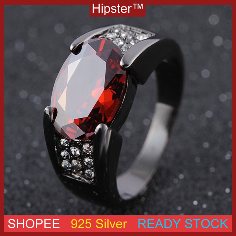 Nhẫn Vàng Đen Kẻ Sọc Nhẫn Ruby Đảng Tiệc Cưới