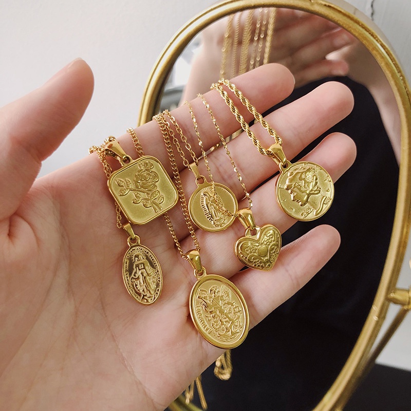Mặt dây chuyền titan vintage mạ vàng 18K nhiều kiểu không gỉ
