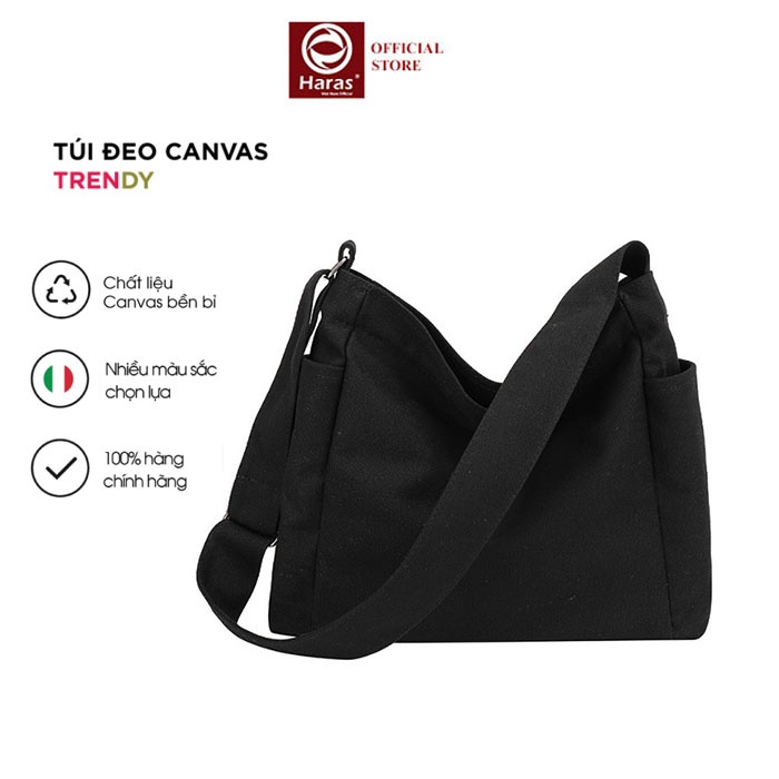 Túi Đeo Chéo Unisex Vải Canvas Phong Cách Hàn Quốc HARAS – HR301