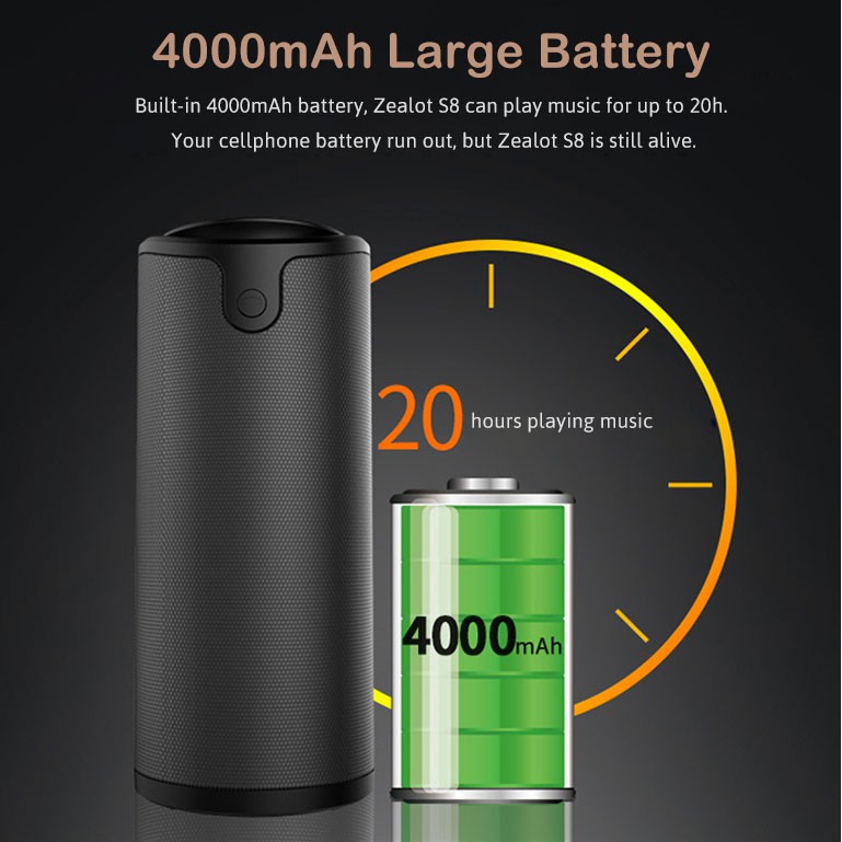 Loa Bluetooth Cảm Ứng Zealot S8 Kiêm Pin Dự Phòng 4000Mah - Tặng Kèm Bao Silicon Bảo Vệ Loa - Hoàng Yến Computer