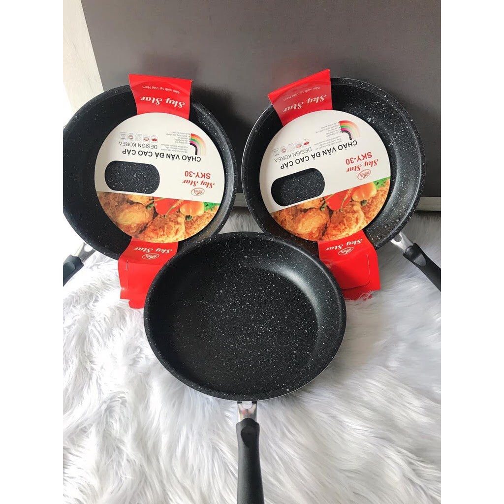 Chảo vân đá Hàn Quốc- quánh vân đá chống dính Sky Star sử dụng được bếp từ Cao Cấp