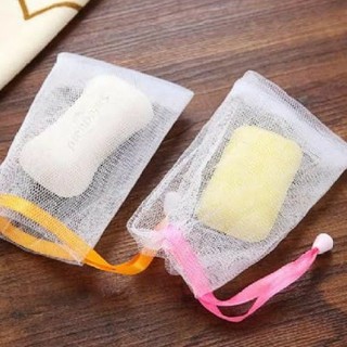 Túi lưới tạo bọt xà phòng / Túi đựng xà bông cục tắm, dày 2 lớp, có dây rút ( 9,5cm * 15cm), dây nhiều màu, bền đẹp