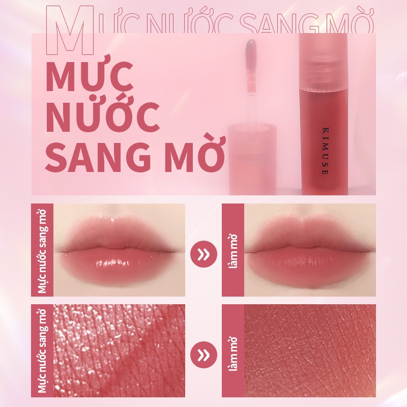 Ảnh Set 3 son kem lì KIMUSE kháng nước lâu trôi chuyên dụng 90g 4
