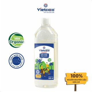 Dầu Dừa Tinh Khiết Organic Vietcoco 500ml - dầu dừa nguyên chất