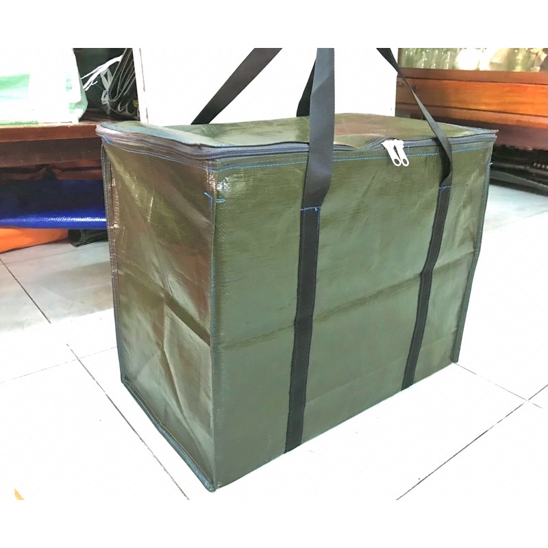 Túi bạt đựng đồ cực dày màu Rêu Tím may đường chỉ tỉ mỉ, đựng tới 60kg.