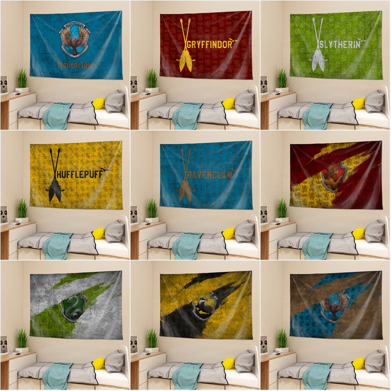 Thảm Treo Tường Bằng Polyester In Logo Harry Potter Kèm Kẹp Trang Trí Phòng Ngủ
