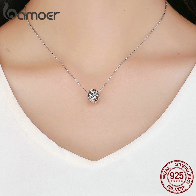 Phụ Kiện Hạt Trang Sức Bamoer Bạc S925 Hình Bông Hoa Dùng Làm Trang Sức DIY