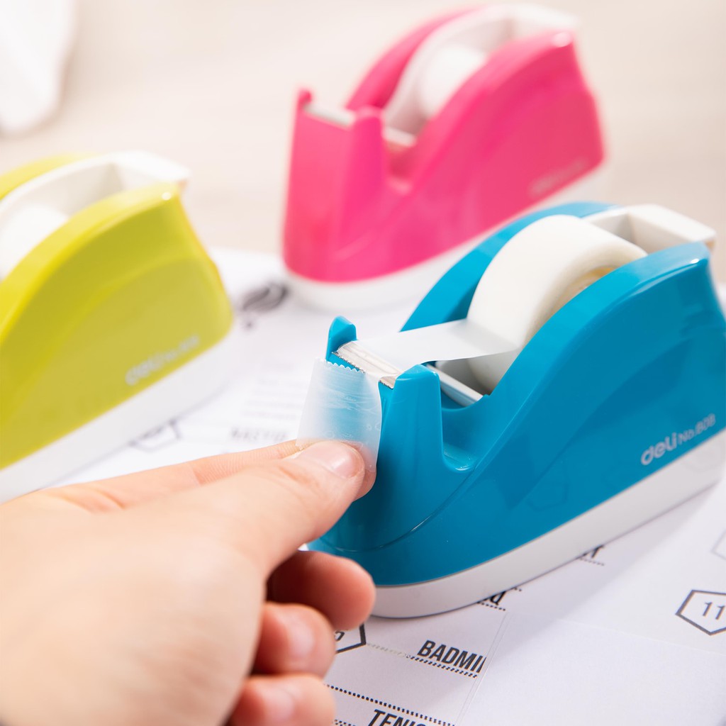 Cắt Băng Dính Cỡ Nhỏ Deli Dụng Cụ Cắt Băng Keo Cao Cấp Nhiều Màu Lưỡi Dao Sắc Bén Đế Chống Trơn