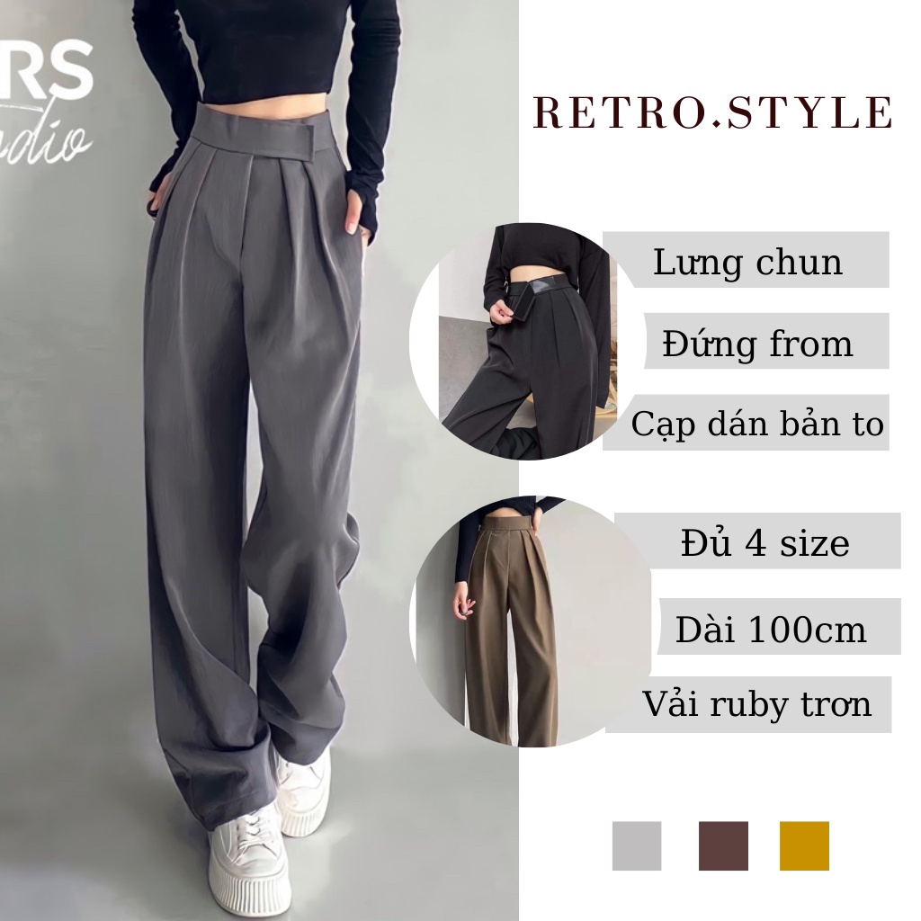Quần ống rộng thiết kế khoá dán, cạp cao, vải dày dặn Capdan Capdan001 ...