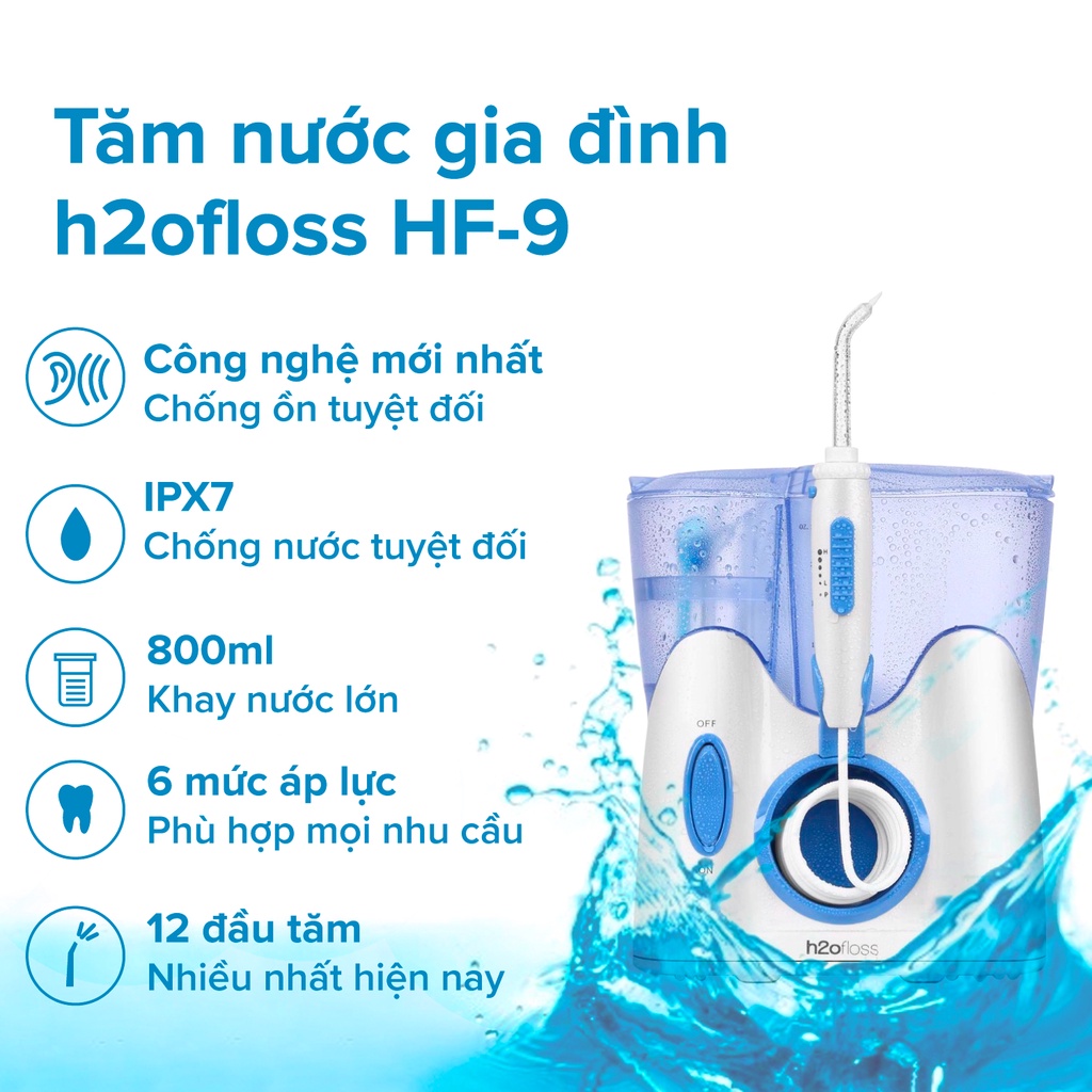 Ảnh Máy tăm nước gia đình H2OFLOSS HF9 nhập khẩu chính hãng, tặng 12 đầu tăm - Đổi mới 12 tháng 2