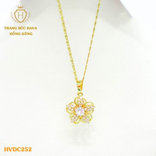 Dây Chuyền, Vòng Cổ Nữ Mặt Đính Đá, Titan Xi Mạ Vàng Non 24k Cao Cấp - Trang Sức Hava Hong Kong