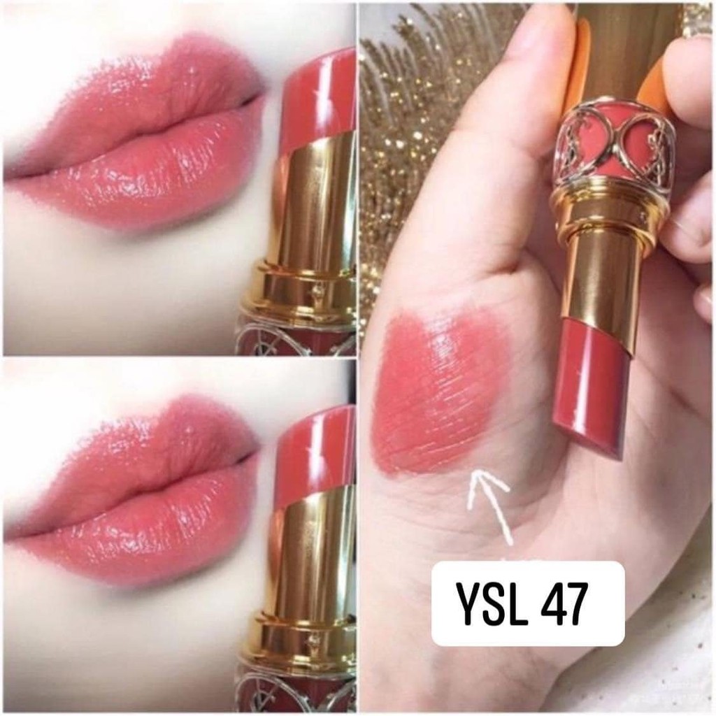 SON YSL ROUGE VOLUPTE SHINE 4 5G 47 BEIGE BLOUSE NAU NH T