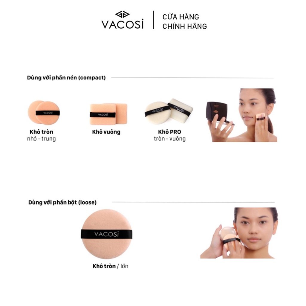 Bông Phấn Cotton Khô Trang Điểm Nền Chuyên Dụng Cho MakeUp Artist Vacosi