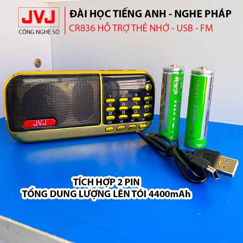 Ảnh Loa nghe pháp mini JVJ J-836S 2 Pin sử dụng thẻ nhớ,USB học tiếng anh, đài FM, đèn pin siêu sáng - BH 12 tháng 1