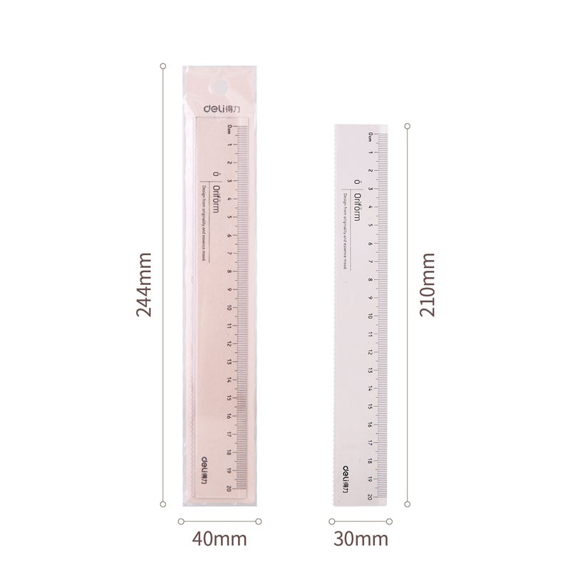Thước kẻ 20cm cao cấp Oriform Deli - Trong suốt, dễ nhìn, đo chính xác - Phù hợp với học sinh, văn phòng