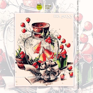 Tranh tô màu số hóa Madoca có khung 40x50cm lọ giáng sinh T5033