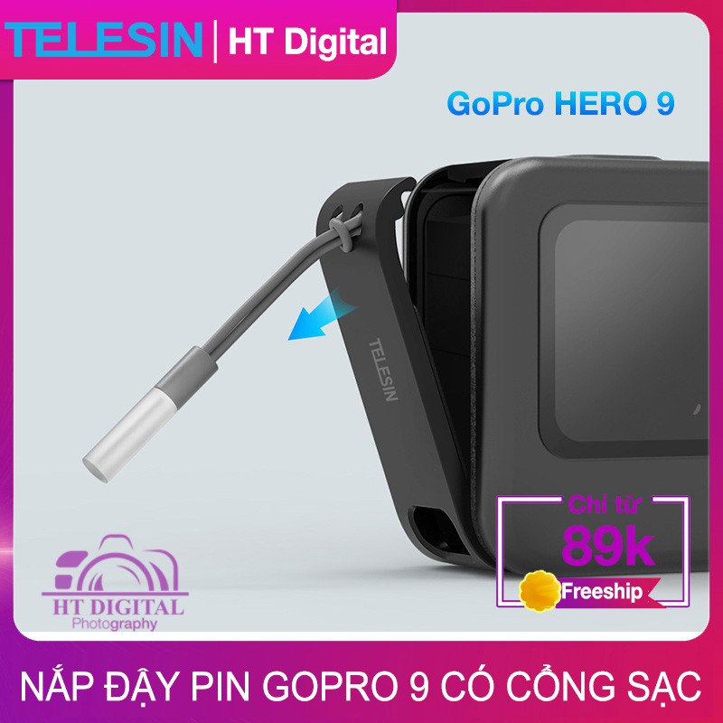 Nắp Đậy Pin GoPro 9 10 11 12 có Cổng Sạc Telesin - Camera Case Battery ...