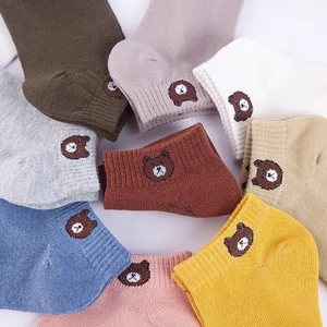 10 Đôi Tất cổ ngắn nữ hình gấu phong cách Hàn Quốc, vớ nữ chất liệu cotton thoáng mát