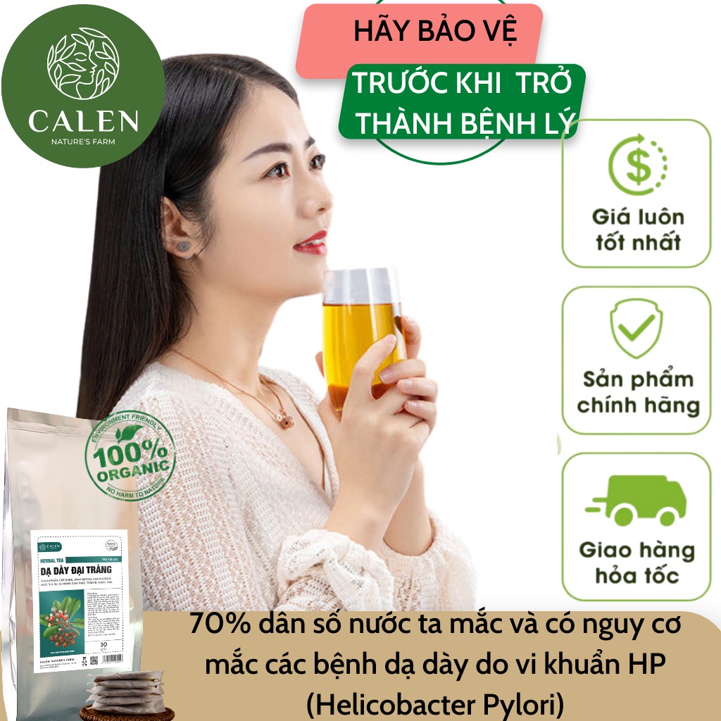 Trà dạ dày đại tràng, chống trào ngược, đầy hơi, ợ chua, ức chế vi khuẩn HP - CALEN NATURE FARM