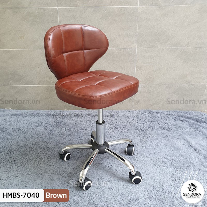 Ghế tựa lưng phun xăm, tiêm filer ghế xoay spa chân inox có tựa lưng