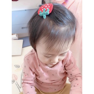 Kẹp tóc dâu tây len xinh xắn cho nữ và bé gái 5.5cm |Cặp tóc mái Handmade xịn  |Shop Rô Handmade