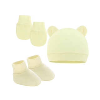 Bộ 3 Găng Tay Và Mũ Beanie Dành Cho Bé Trai Gái 0-6 Tháng Tuổi
