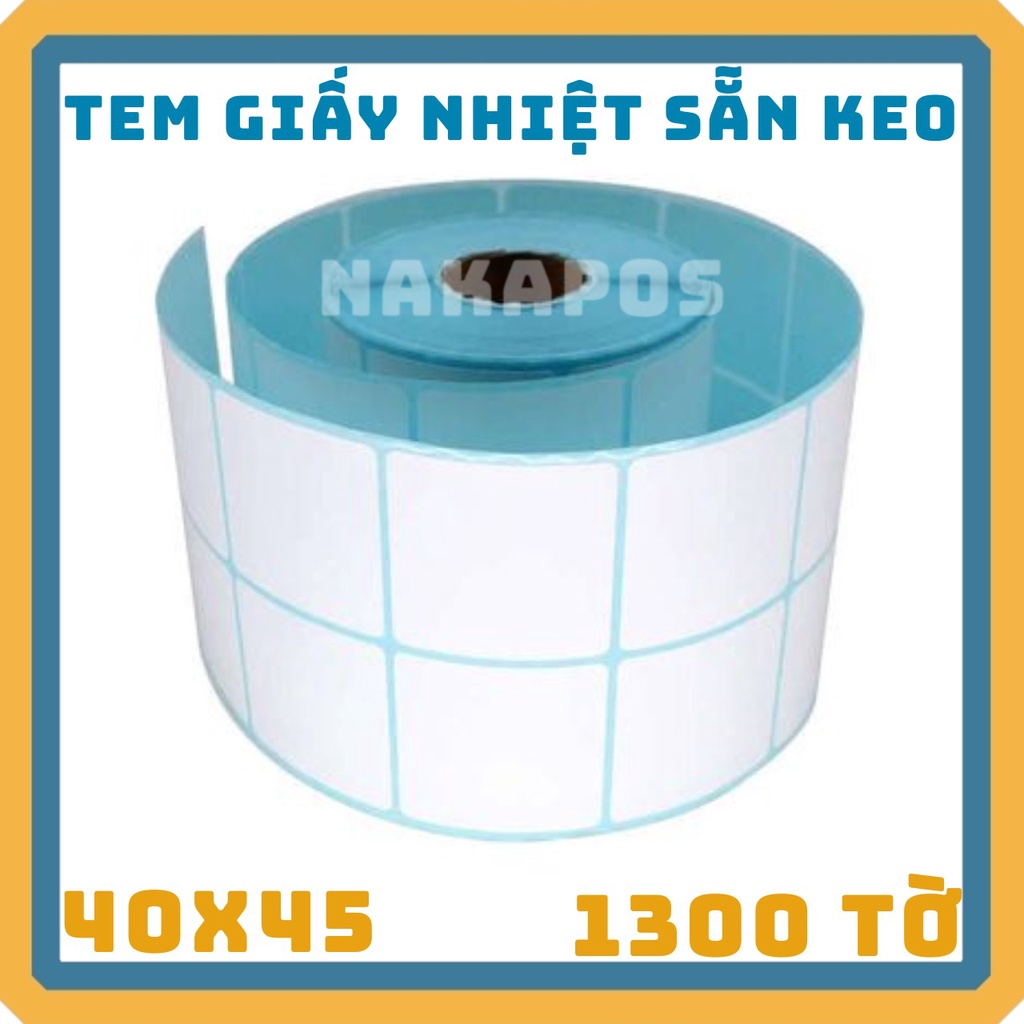 Giấy in Mã Vạch 40x45 loại 2 tem mỗi hàng (cuộn 30 mét) - 2 Tem nhiệt
