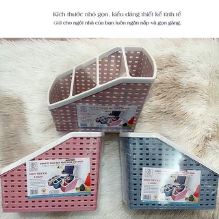 Khay tiện ích 4 ngăn nhựa Việt Nhật 5696 - khay đựng bút,điều khiển..khay đựng đồ đa năng { H }